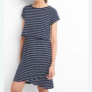Gap Maternity Stripe Layered Nursing T-Shirt Dress L